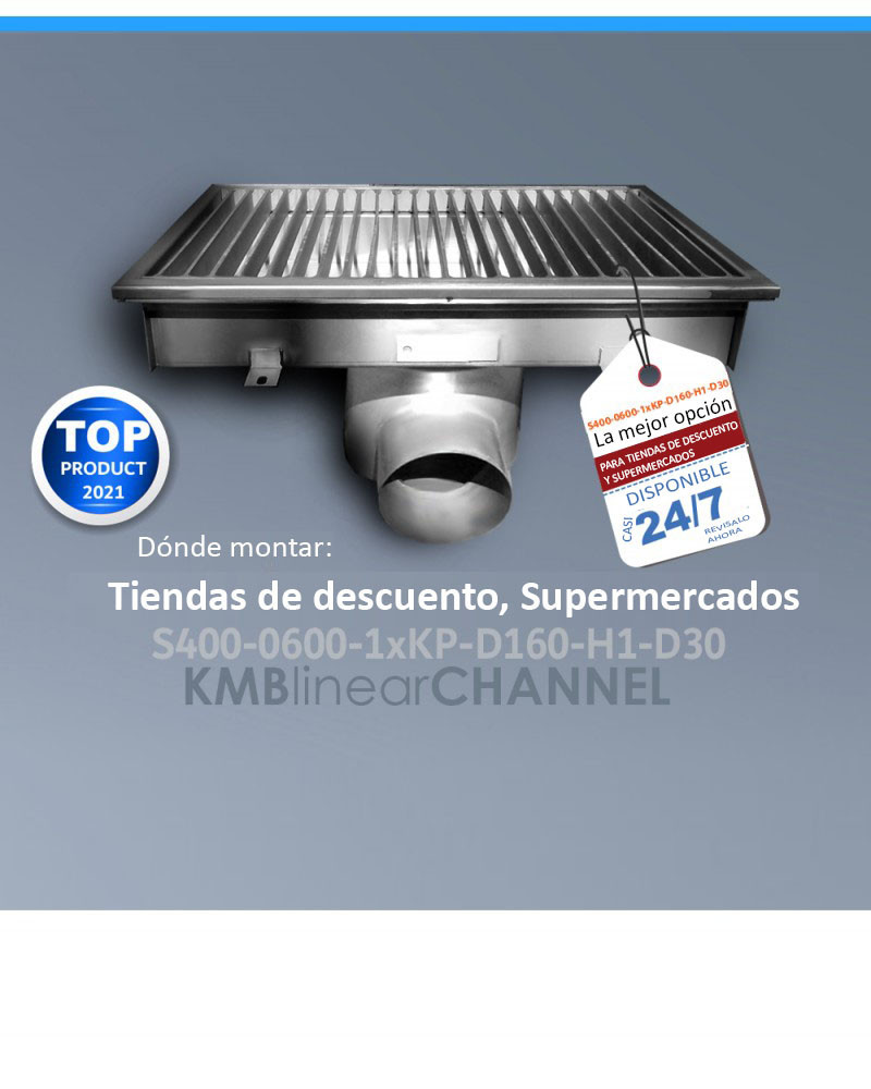S400-0600-1xKP-D160-H1-D30 - Canal de drenaje de supermercado industrial