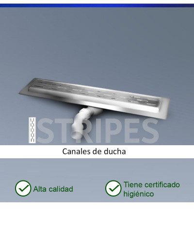 CLASSIC-ZK-SP50-STRIPES Canal de baño de acero inoxidable CON DESAGÜE DE PLÁSTICO