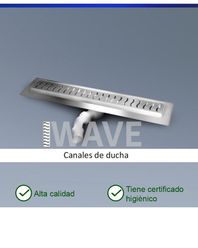 CLASSIC-ZK-SP50-WAVE Canal de baño de acero inoxidable CON DESAGÜE DE PLÁSTICO