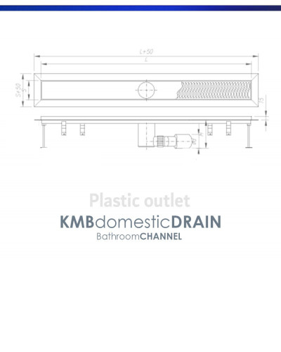 CLASSIC-ZK-SP50-WAVE Canal de baño de acero inoxidable CON DESAGÜE DE PLÁSTICO